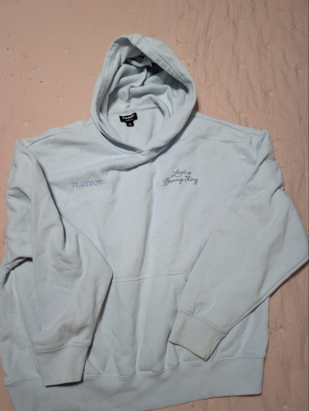 Playboy x PacSun "Love's a Bunny Thing" Light Blue Pastel Hoodie - Size Small